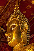 Luang Prabang, Laos - Wat Mai, detail of the Buddha altar inside the sim. 